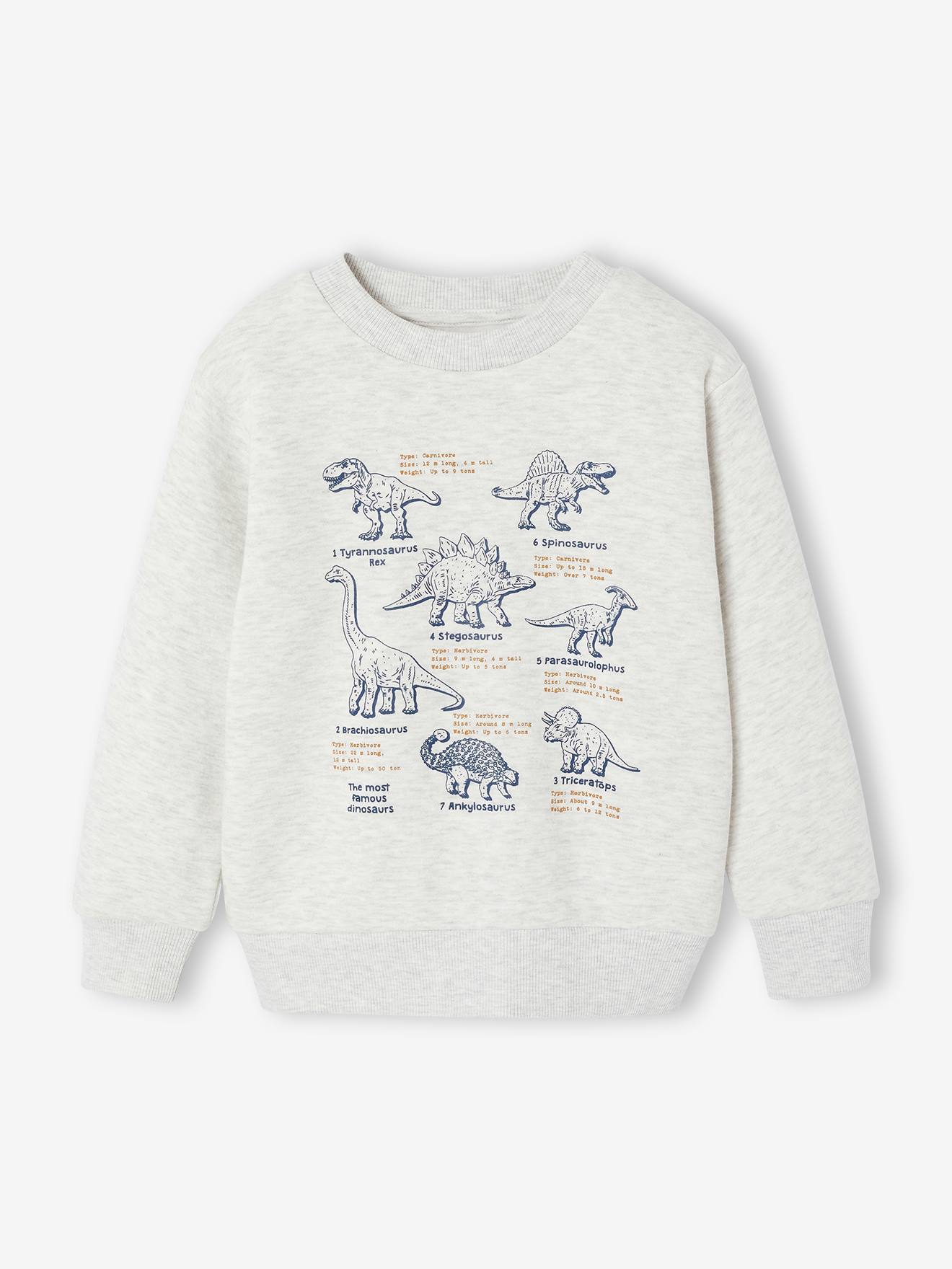 Jongenssweater met print voorop gemêleerd wit