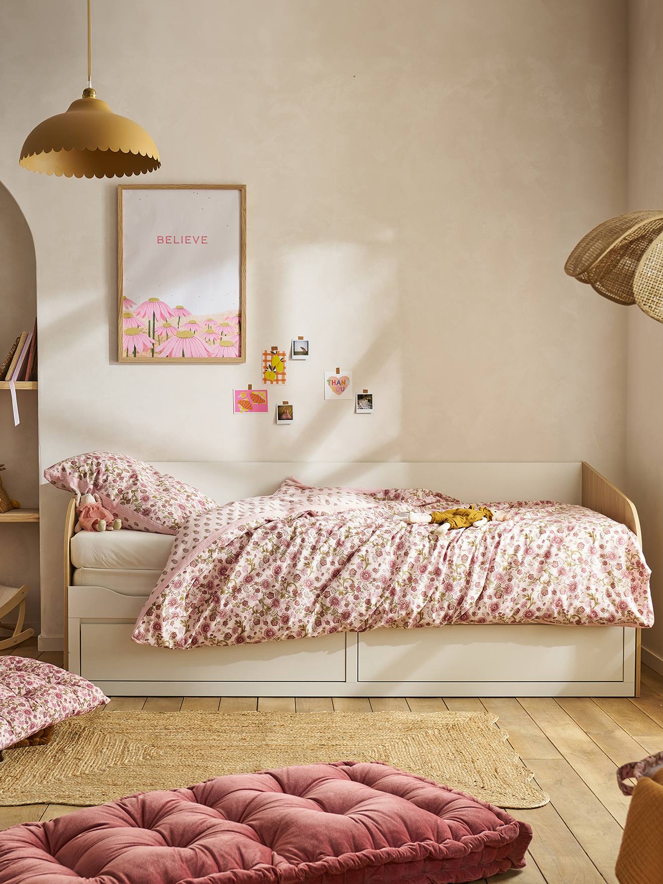 Uitschuifbaar kinderbed 80x200cm met opbergruimte wit