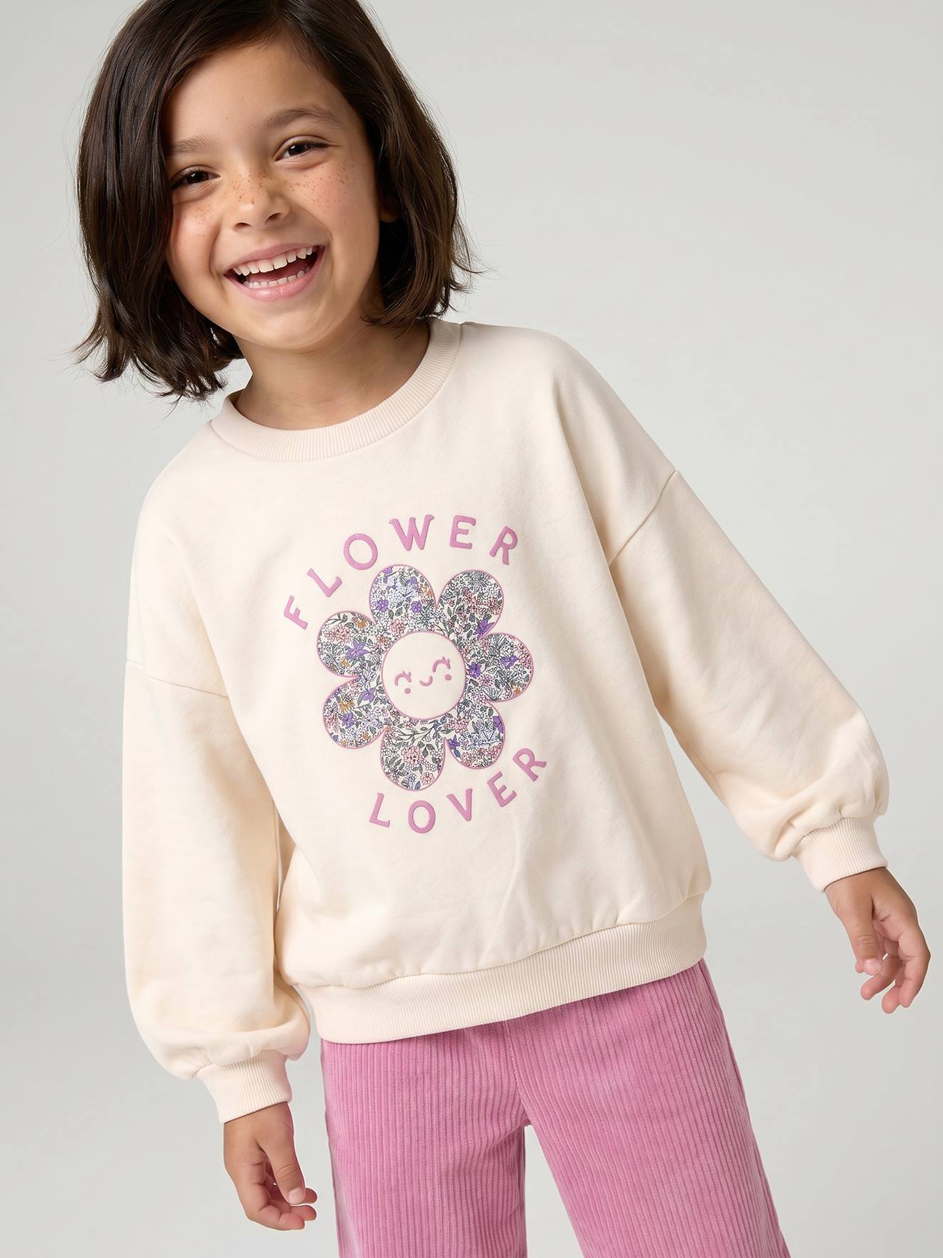 Set meisje sweater en broek ecru