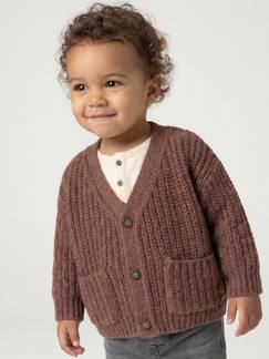 Baby-Trui, vest, sweater-Vest-Babyvestje met V-hals van grof gebreide stof