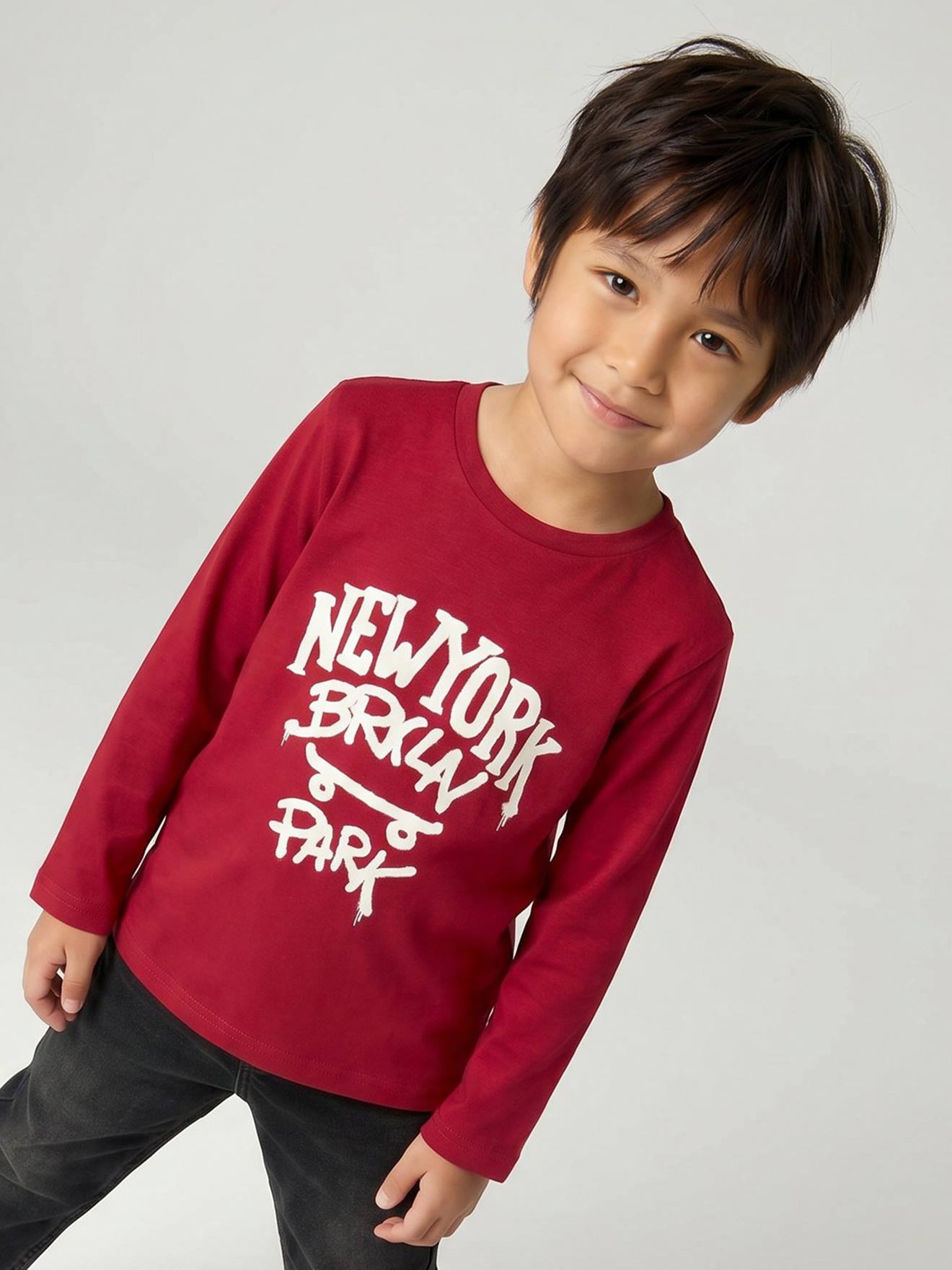 Jongensshirt met lange mouwen rood
