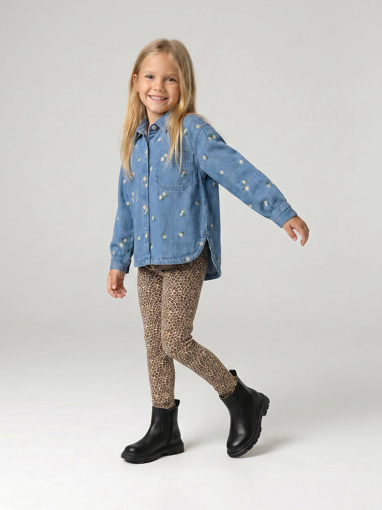 Set van 3 meisjesleggings vanille