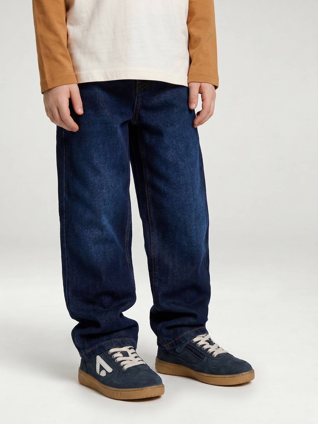 Rechte jeans voor jongens ongewassen denim