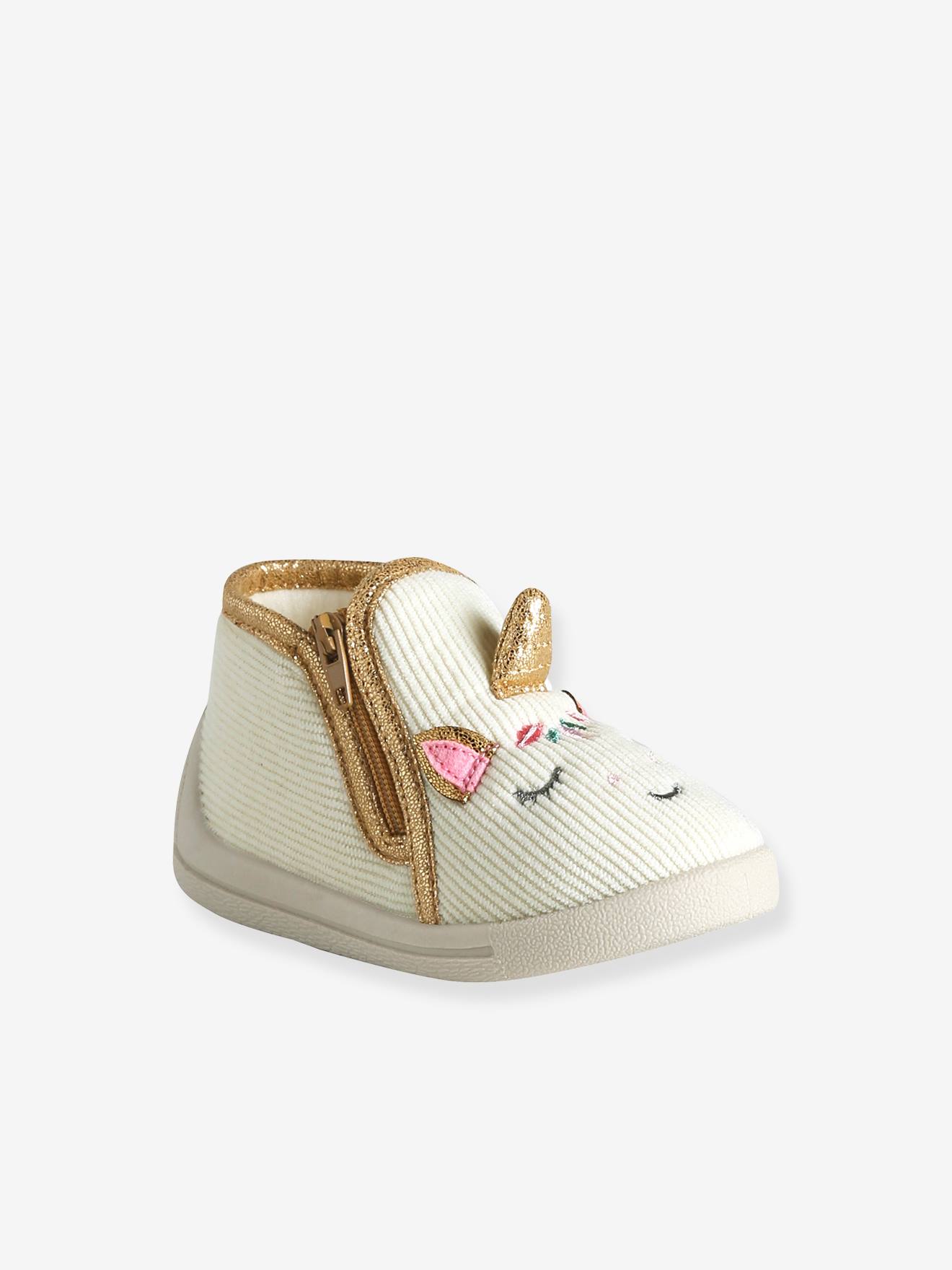 Canvas sloffen met rits voor baby's vanille
