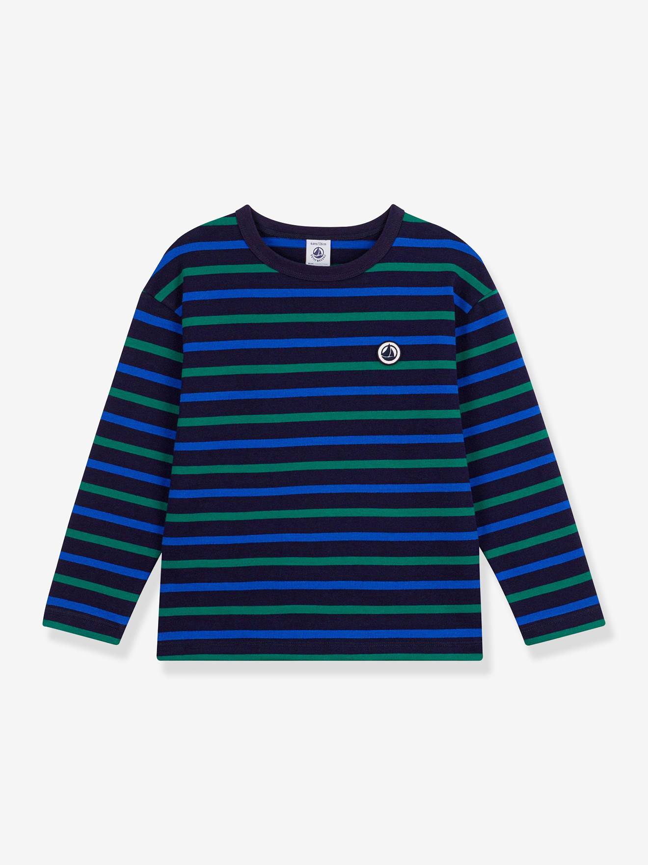 Gestreept kinder-T-shirt PETIT BATEAU blauw