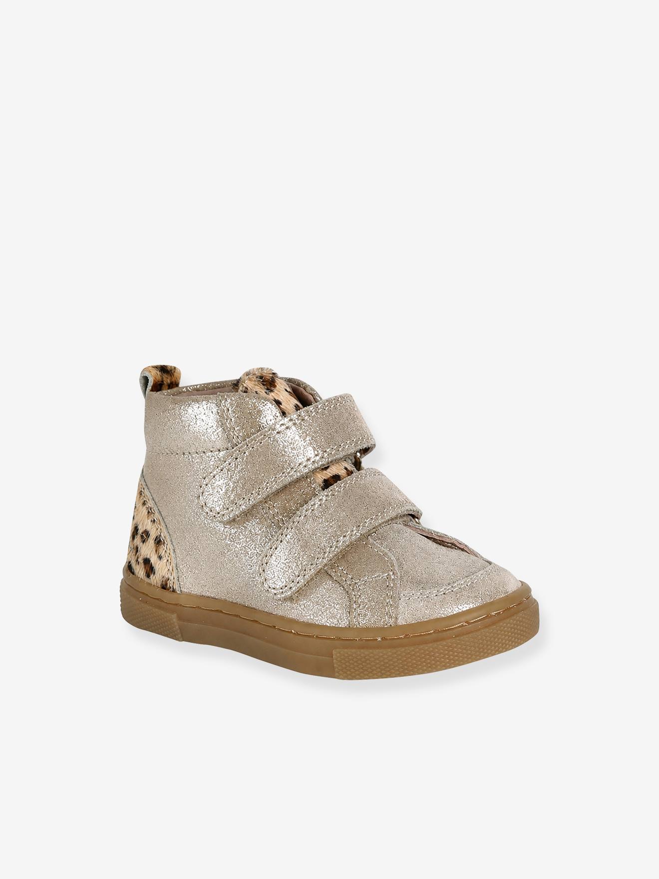 Hoge leren sneakers voor baby goudgeel