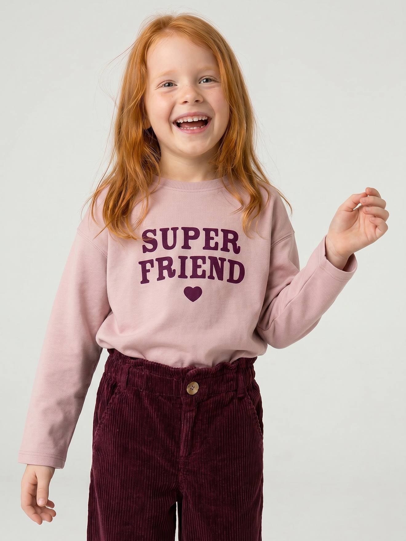 T-shirt met lange mouwen voor meisjes lichtroze