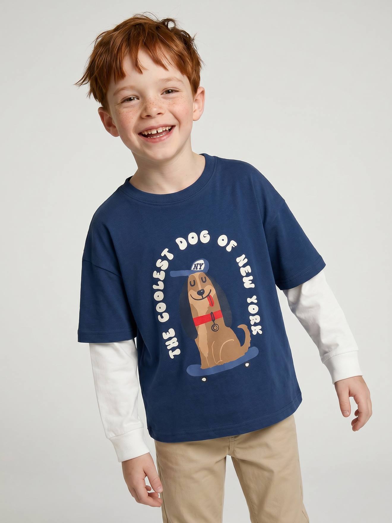 Jongensshirt met laagjeseffect marineblauw