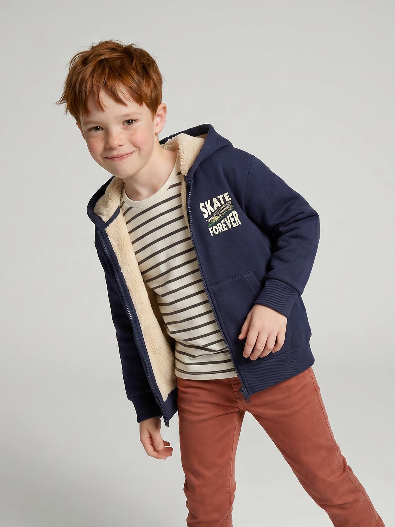 Sweatvest met capuchon voor jongens marineblauw