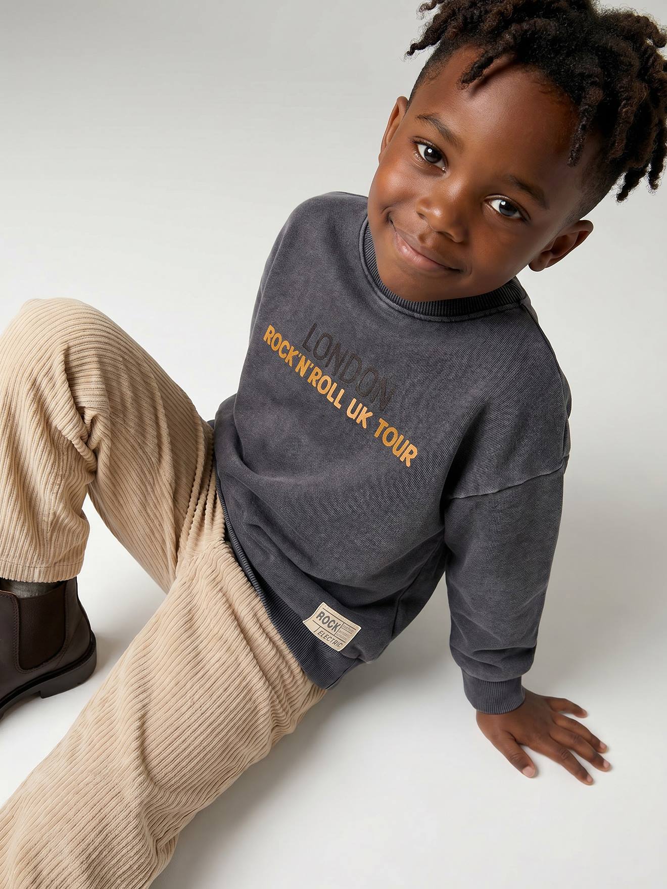 Sweater met ronde hals voor jongens leigrijs