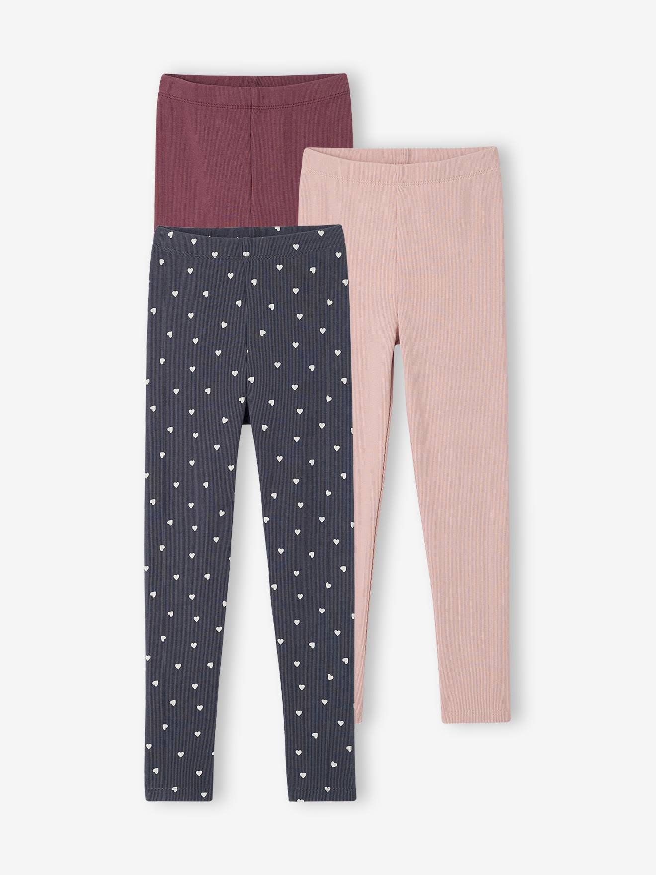 Set van 3 meisjesleggings inktblauw