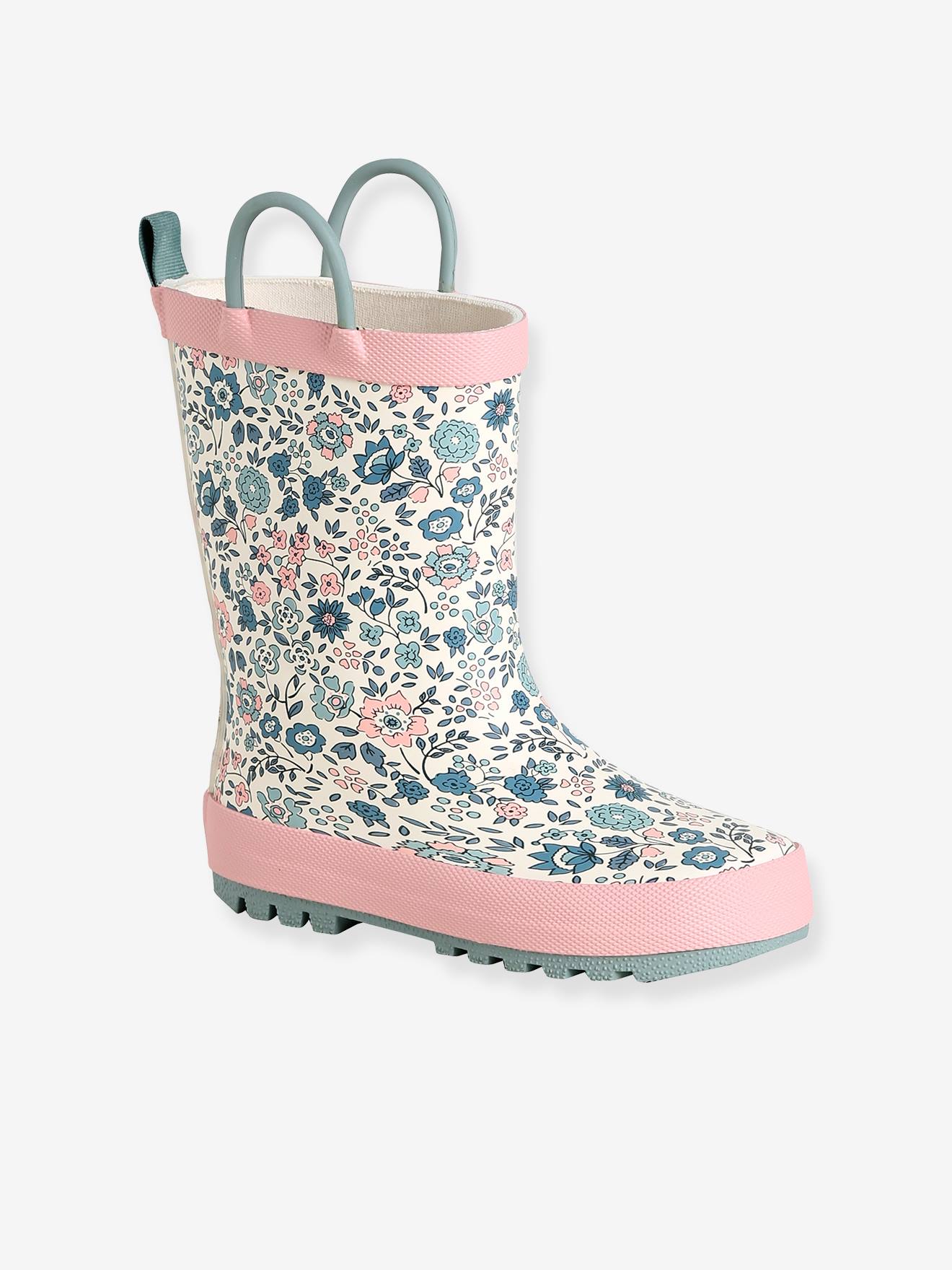 Rubberen regenlaarzen met print voor kinderen, kleutercollectie ecru