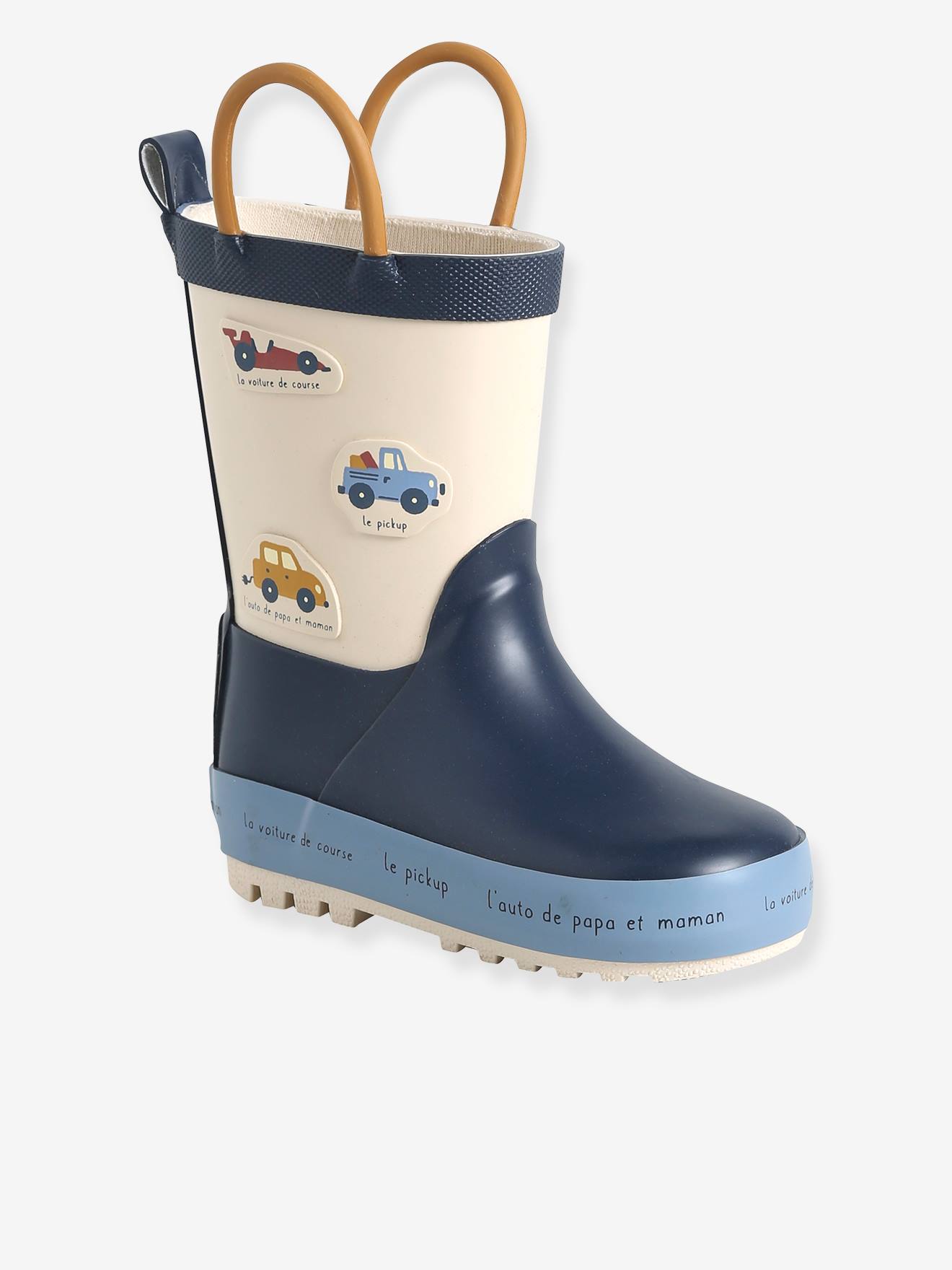 Gestreepte regenlaarzen voor baby marineblauw