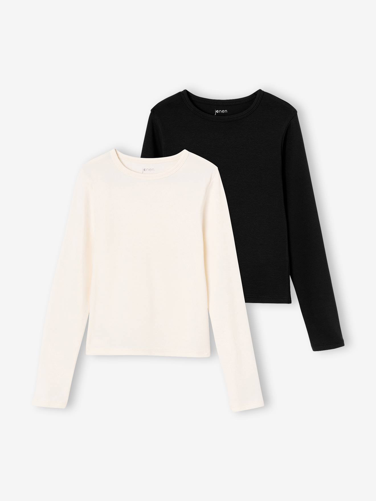 Set van 2 cropped shirts met lange mouwen zwart