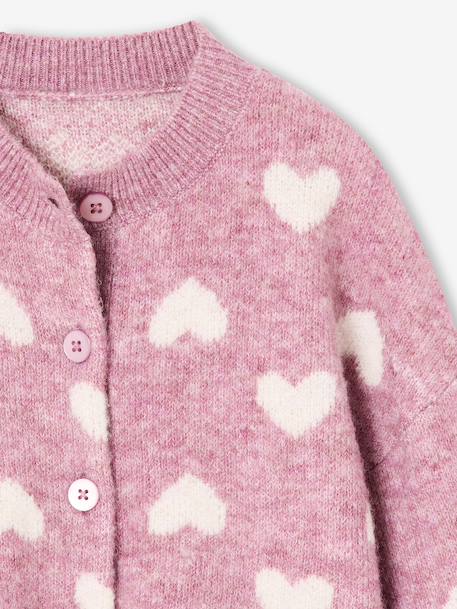 Jacquard vest met hartjes meisjes goudbeige+lila+oudroze - vertbaudet enfant 