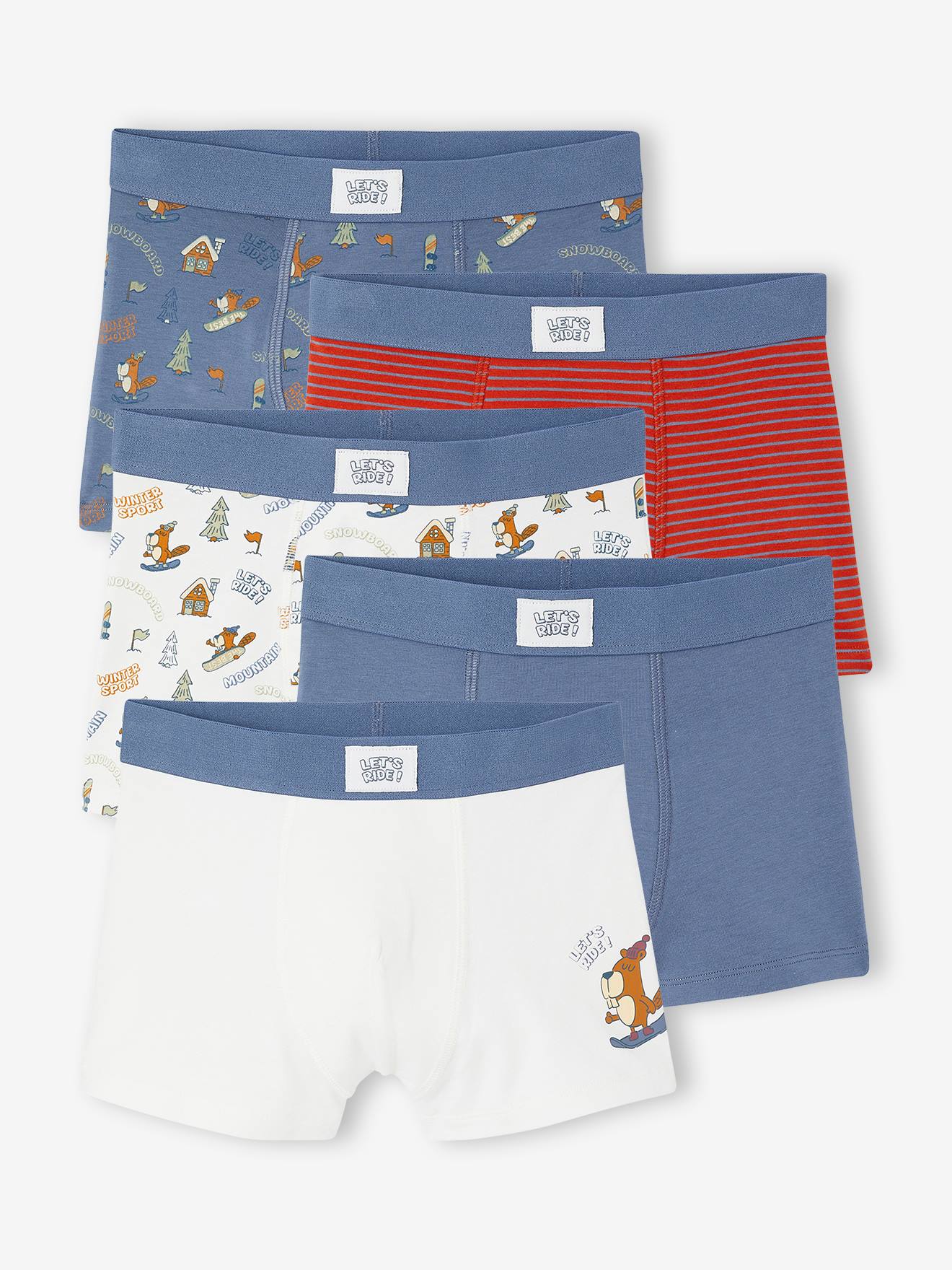 Set van 5 jongensboxers jeansblauw