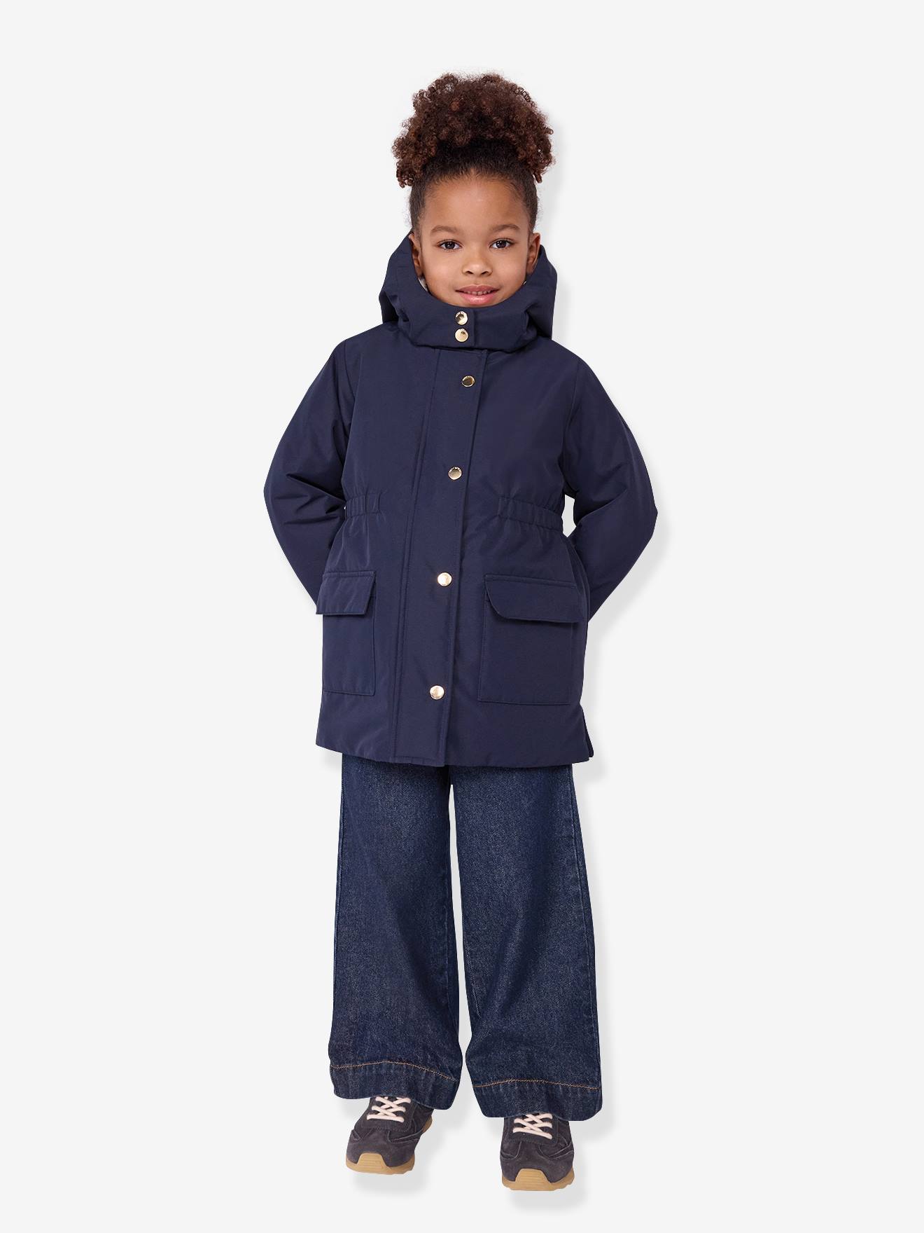 Halflange parka marineblauw