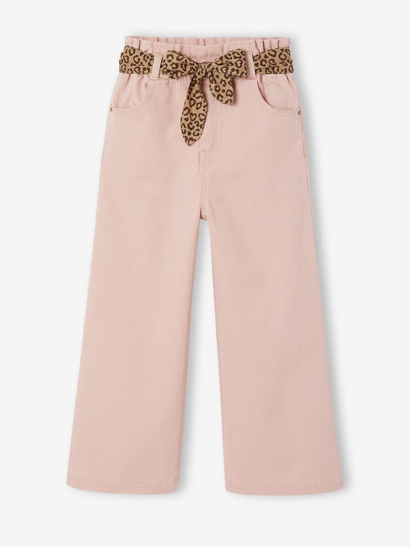 Wijde meisjesbroek roze (poederkleur)