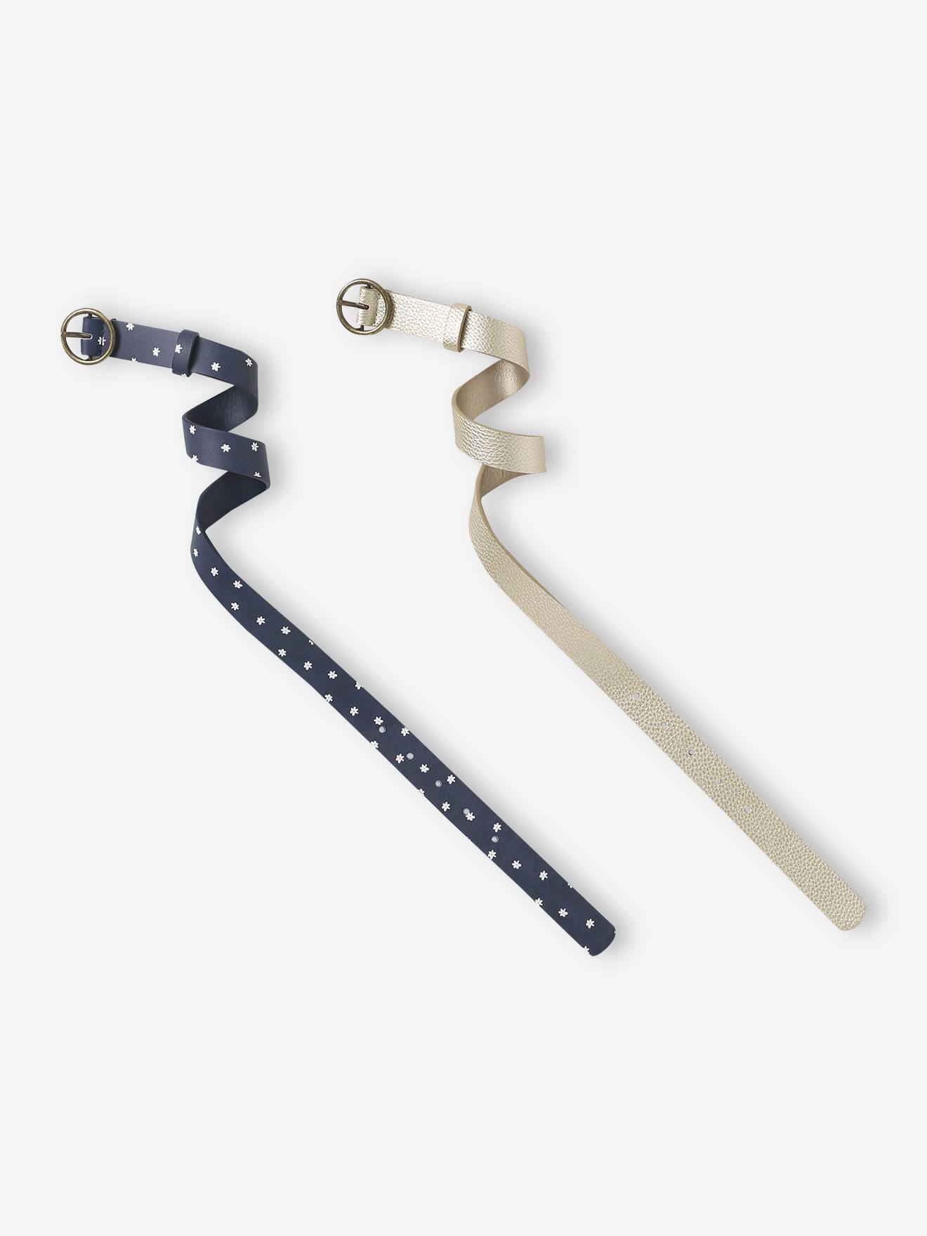 Set van 2 verstelbare meisjesriemen marineblauw