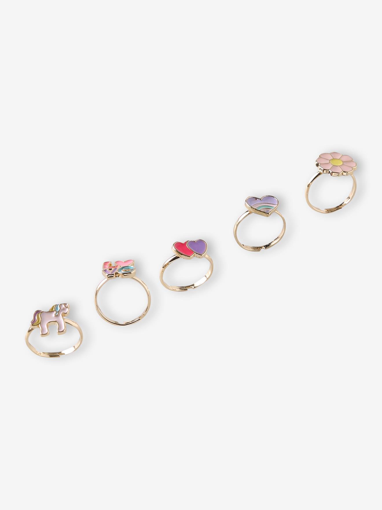Set van 5 meisjesringen rozen