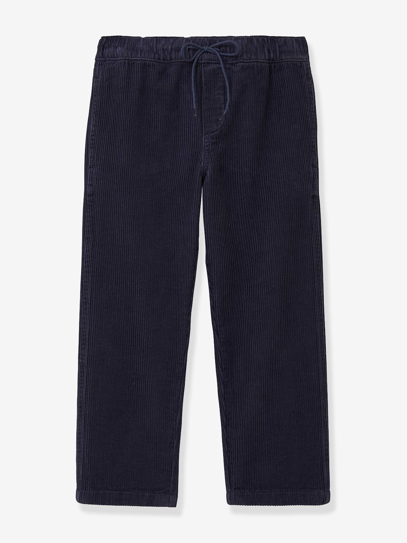 Relaxbroek van velours CYRILLUS marineblauw