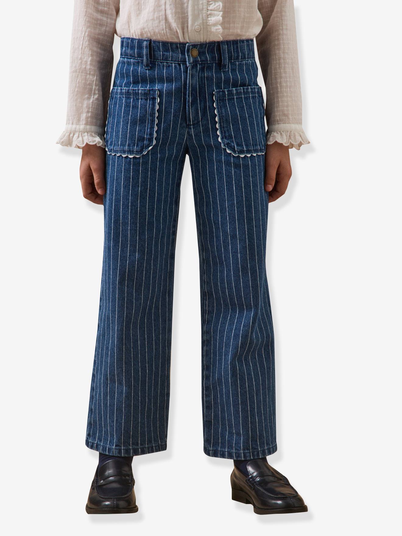 Gestreepte broek CYRILLUS marineblauw
