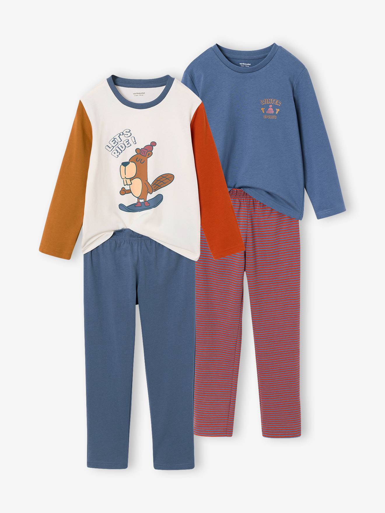 Set van 2 jongenspyjama's jeansblauw