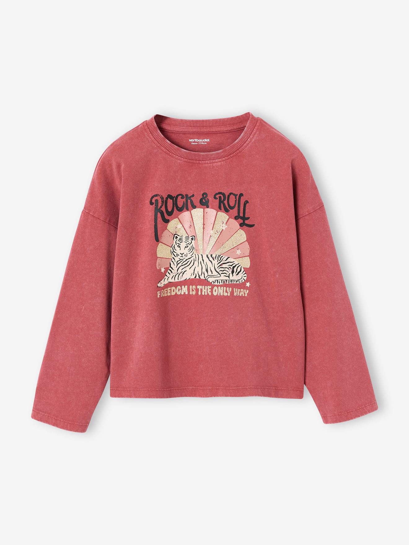 T-shirt met lange mouwen voor meisjes oudroze