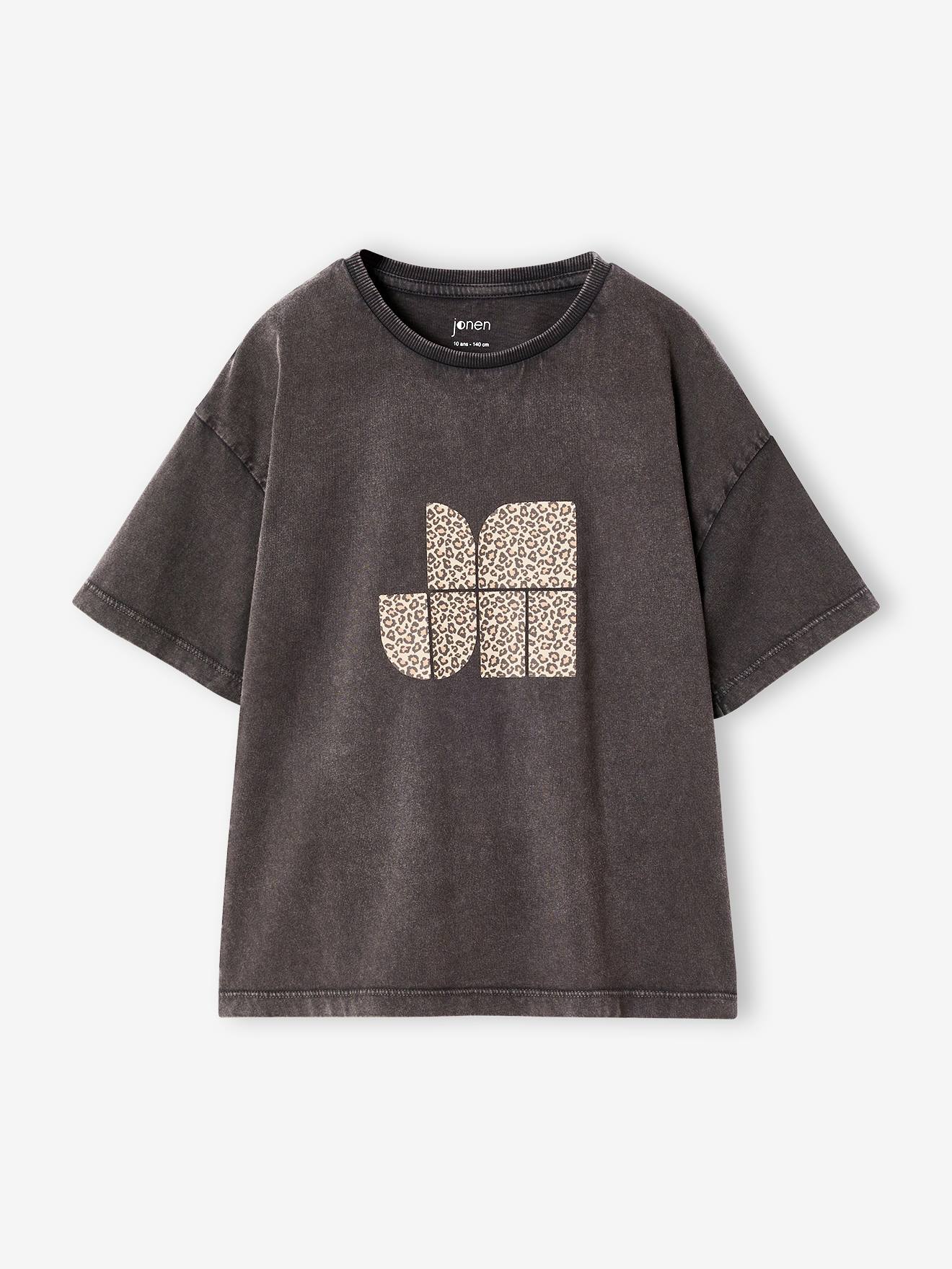 T-shirt met korte mouwen voor meisjes antraciet