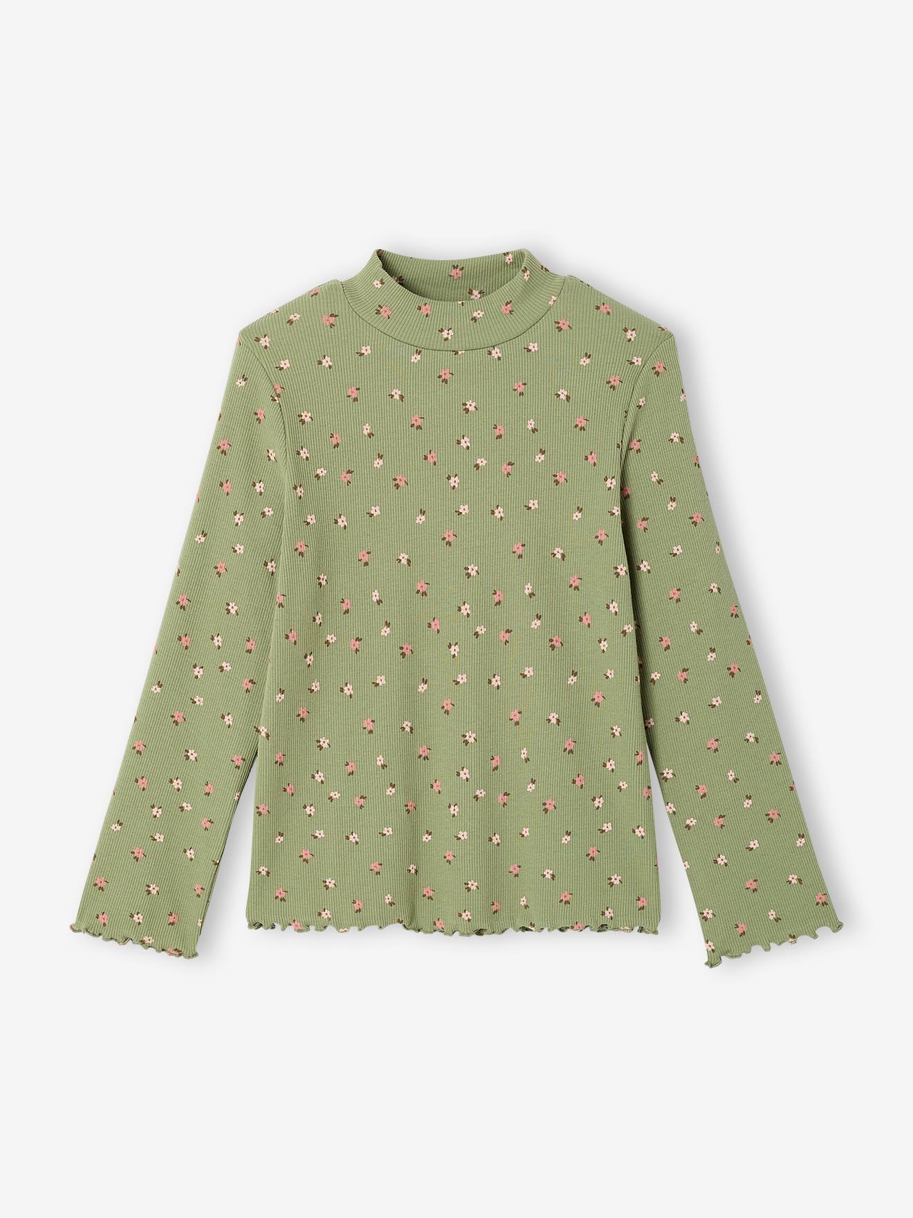 Meisjesshirt met opstaande kraag groen