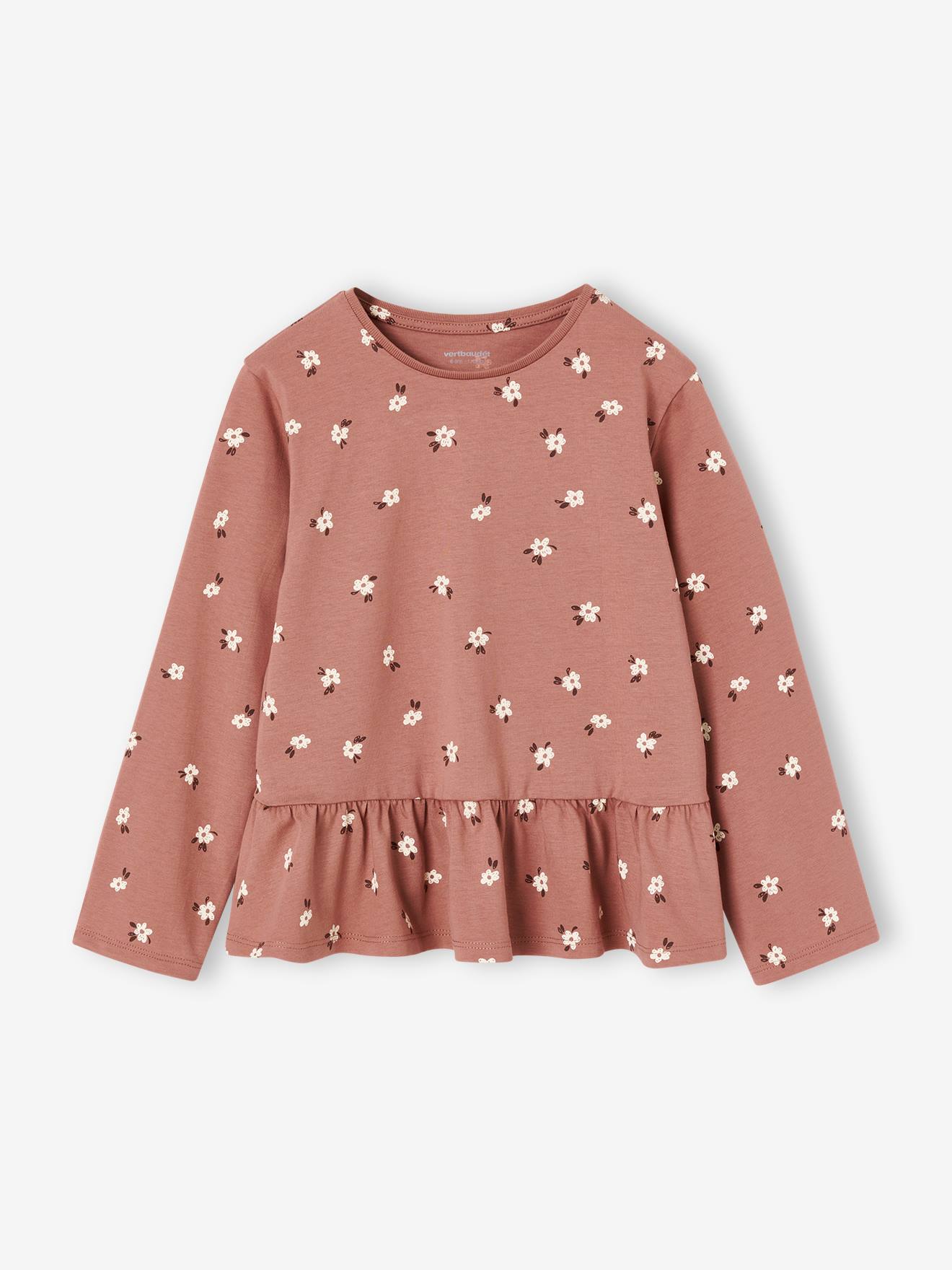 Meisjesblouse met lange mouwen rozenhout