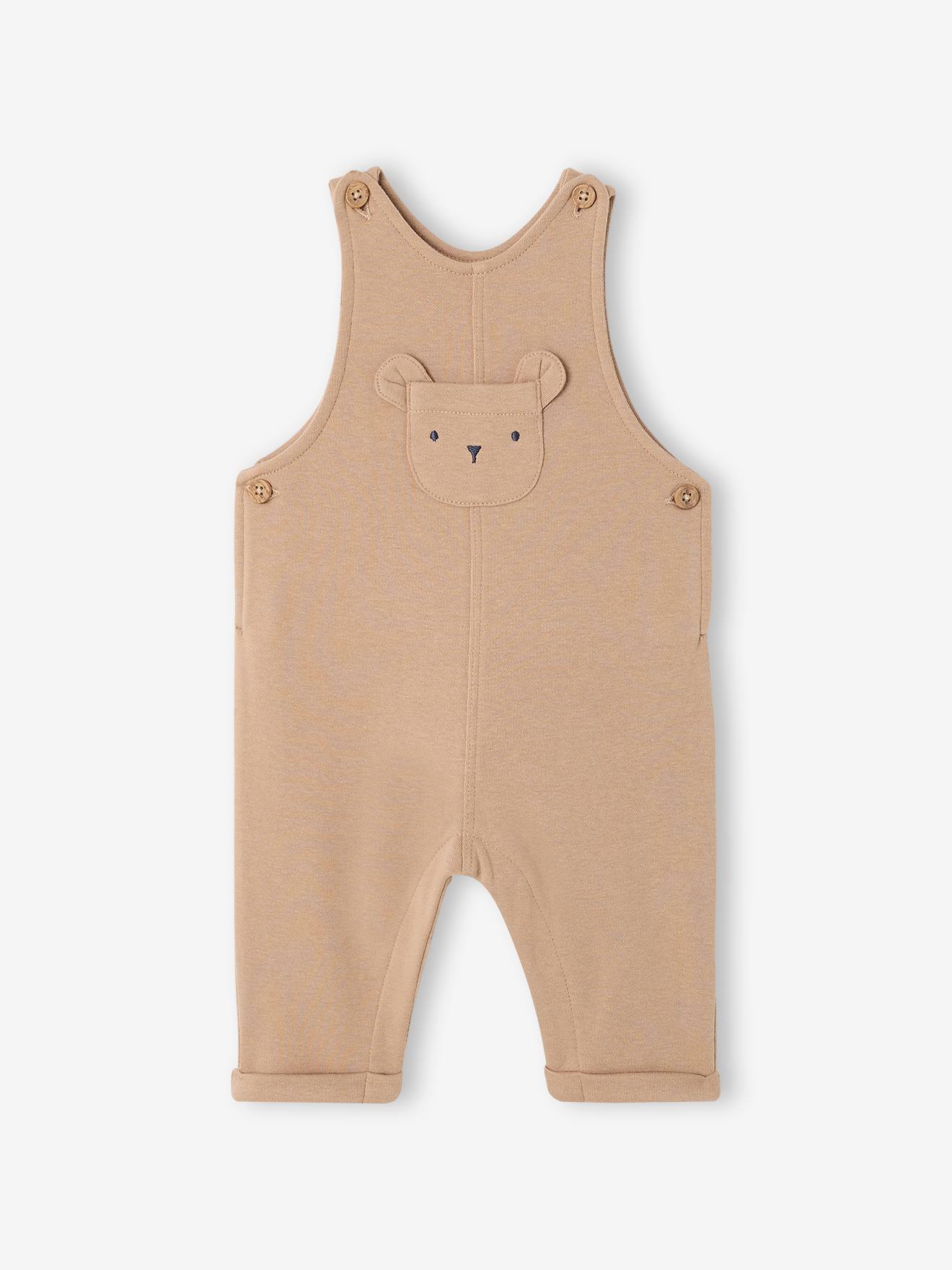 Tuinbroek voor pasgeboren babyjongen gemêleerd beige