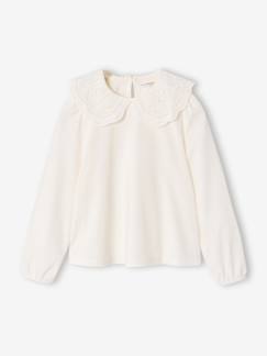 Meisje-T-shirt met lange mouwen en kraag