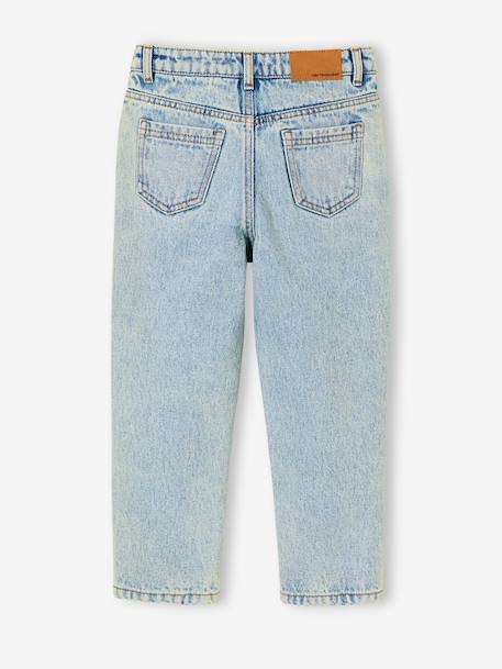 Mom meisjesjeans met bloemenborduurwerk blauw+lichtblauw+middenblauw - vertbaudet enfant 
