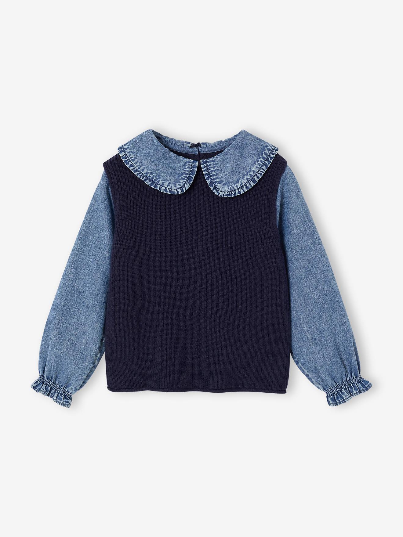 2-in-1 trui voor meisjes marineblauw