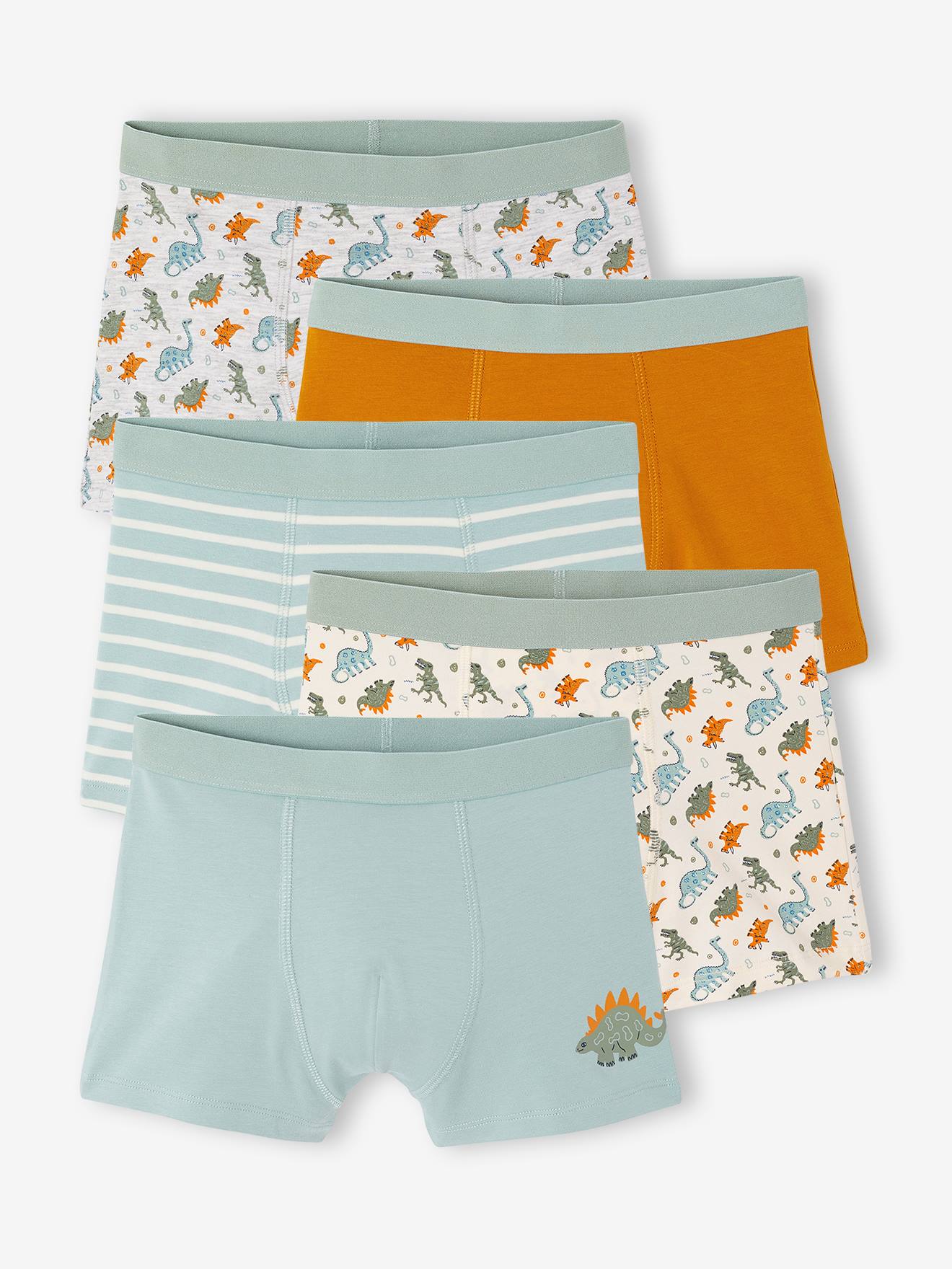 Set van 5 jongensboxers blauwgroen