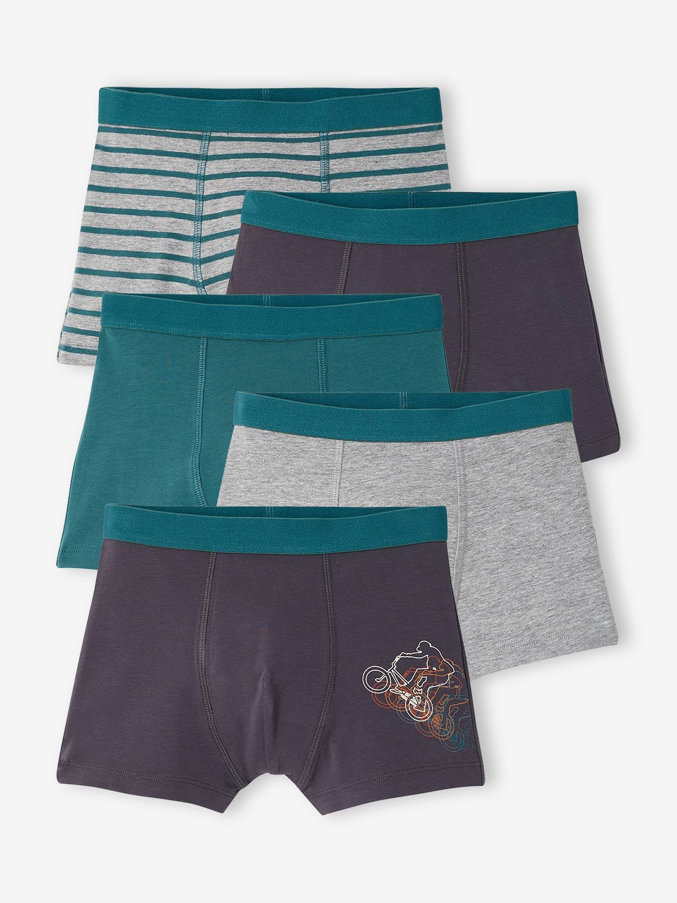 Set van 5 jongensboxers antraciet