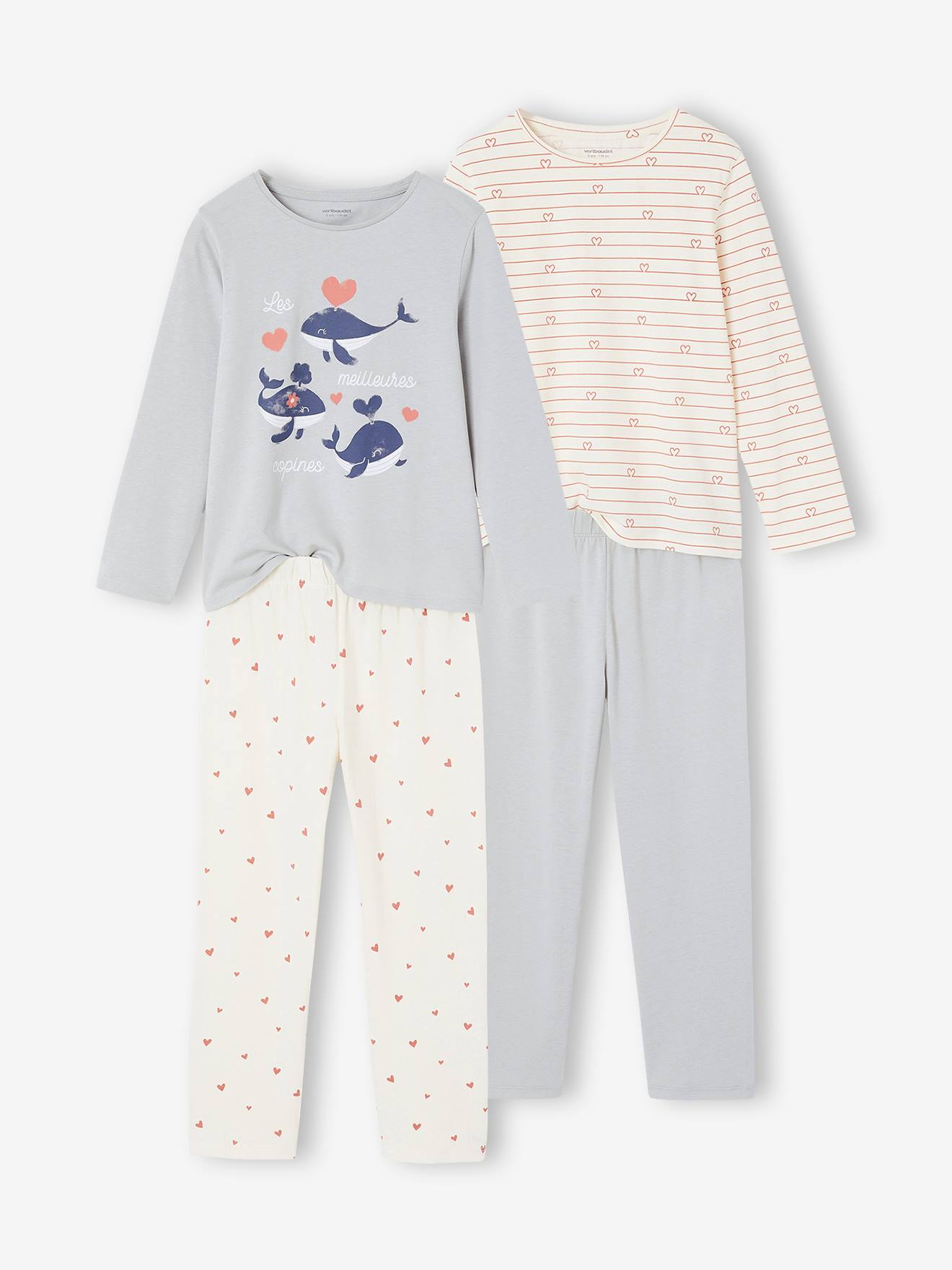 Set van 2 meisjespyjama's beige