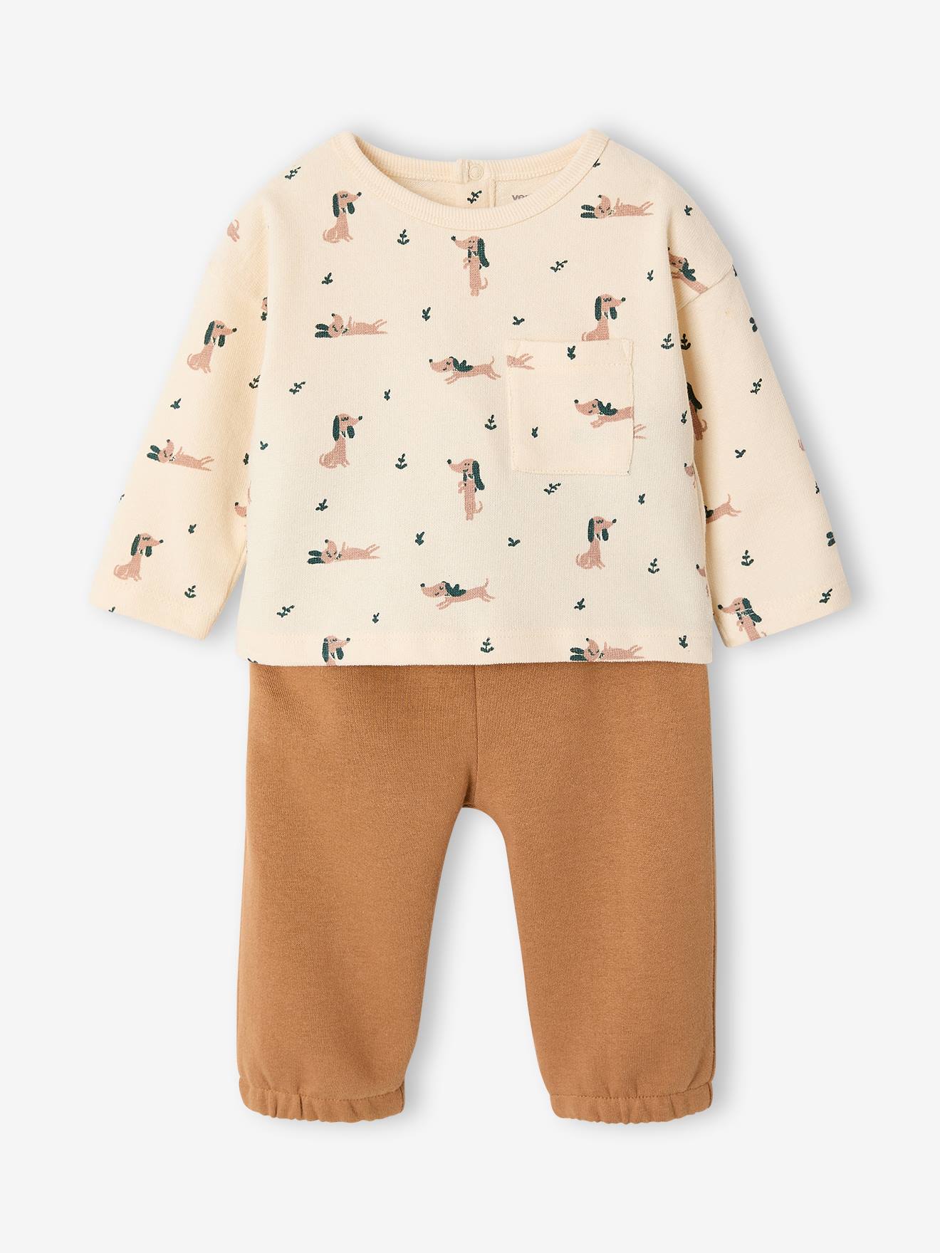 Babyset T-shirt en broek jongen karamel