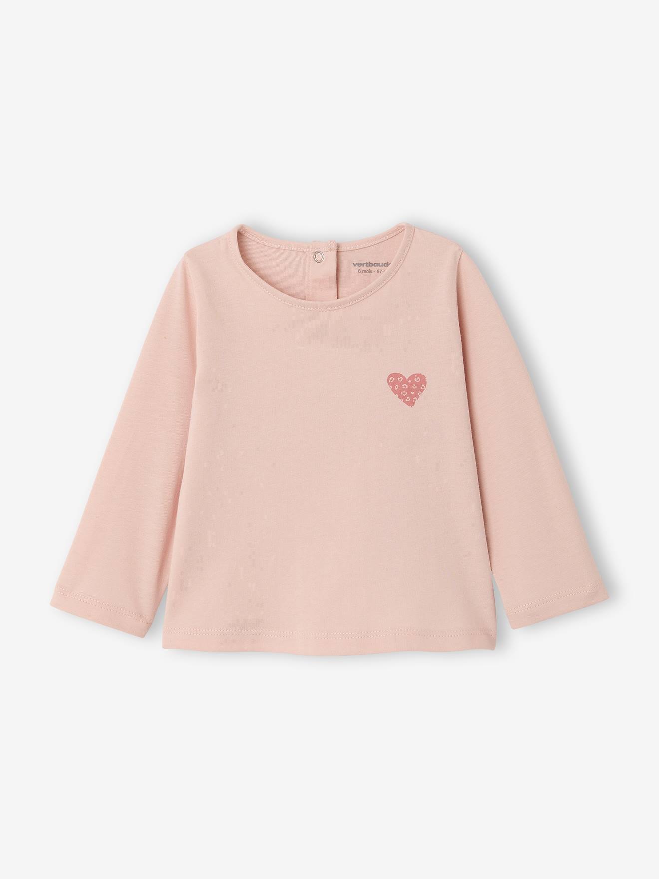 Babyshirt met lange mouwen en hart lichtroze