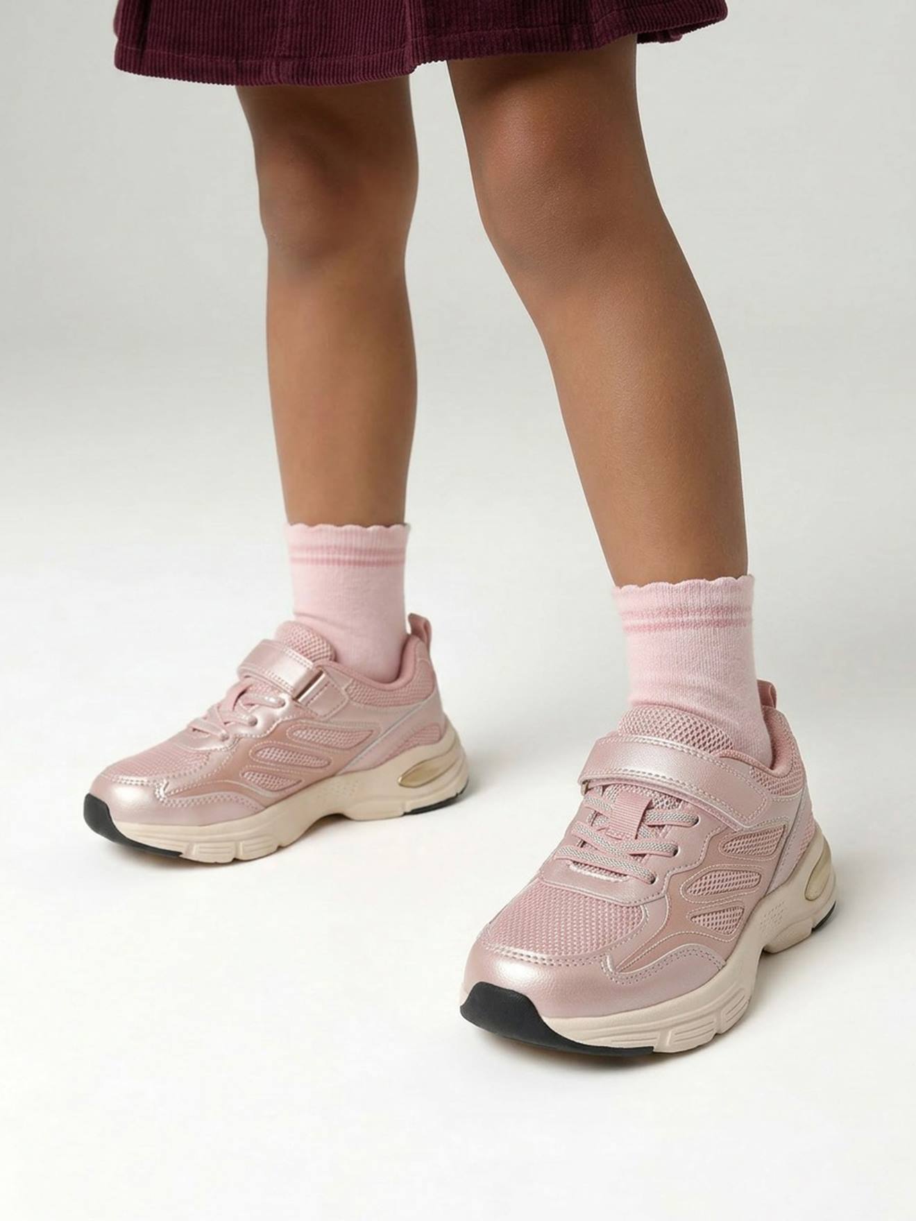 Meisjessneakers met klittenband rozen