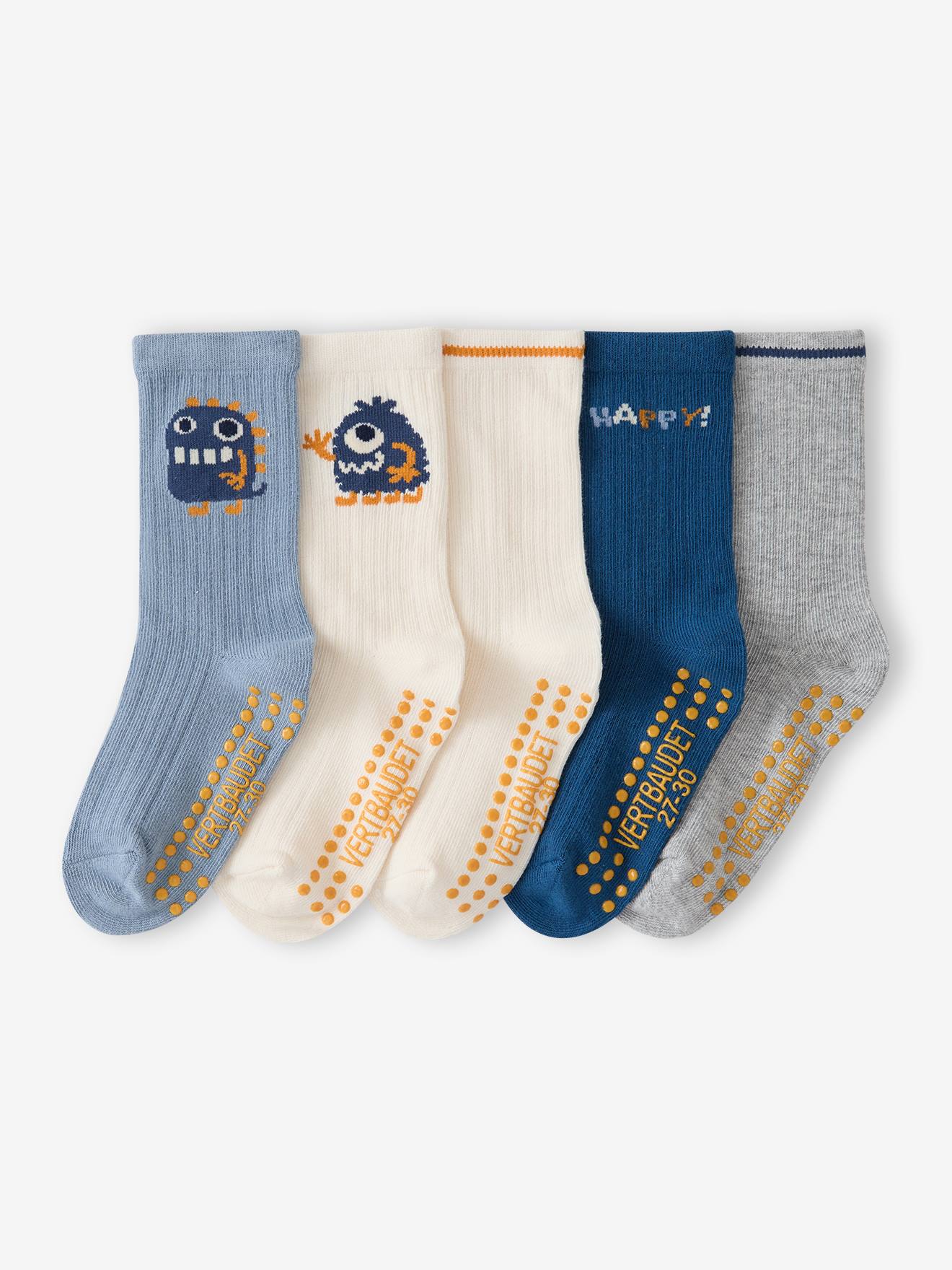 Set van 5 jongenssokken grijsblauw