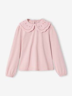 Meisje-T-shirt met lange mouwen en kraag