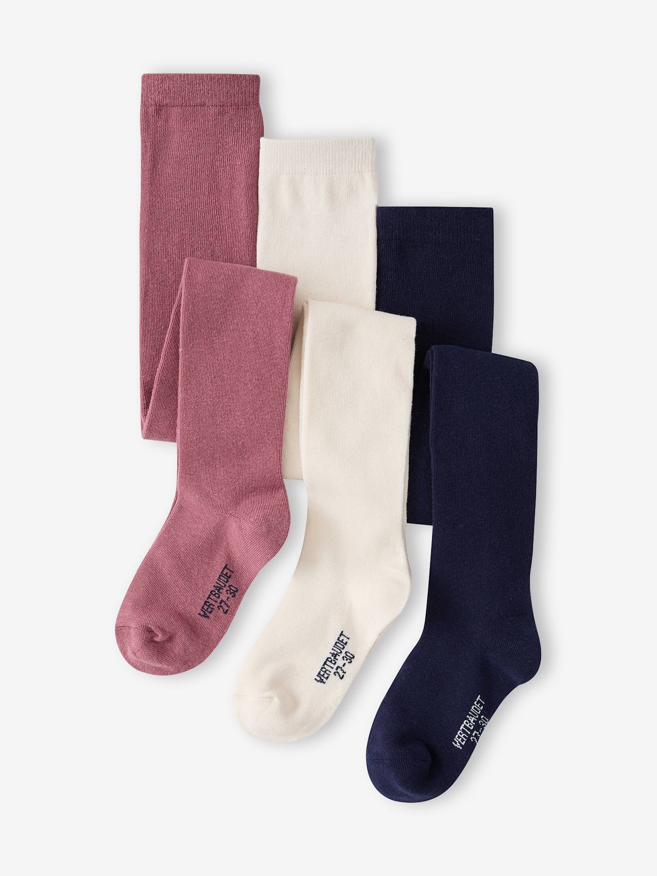 Set van 3 Oeko-Tex®-meisjesleggings zachtpaars