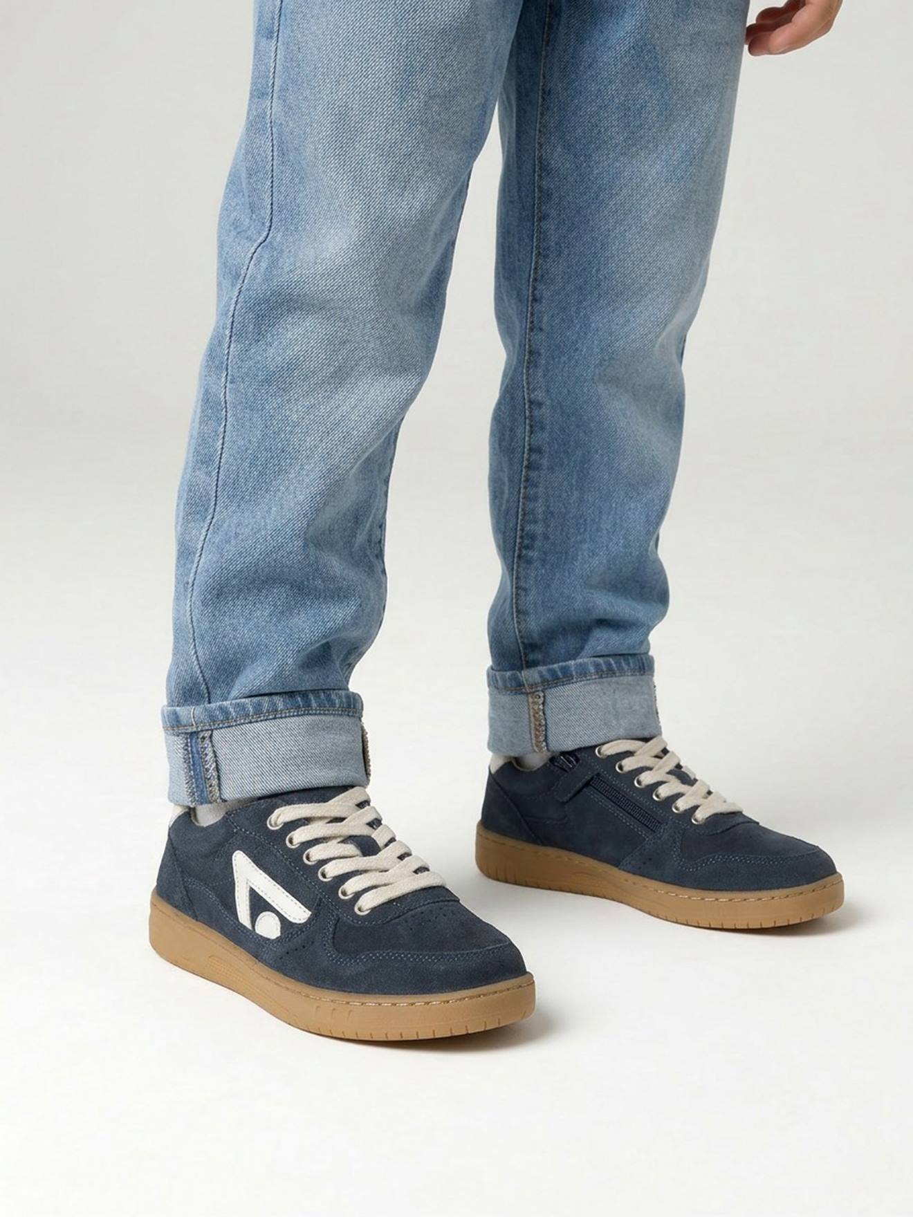 Jongens leren sneakers marineblauw