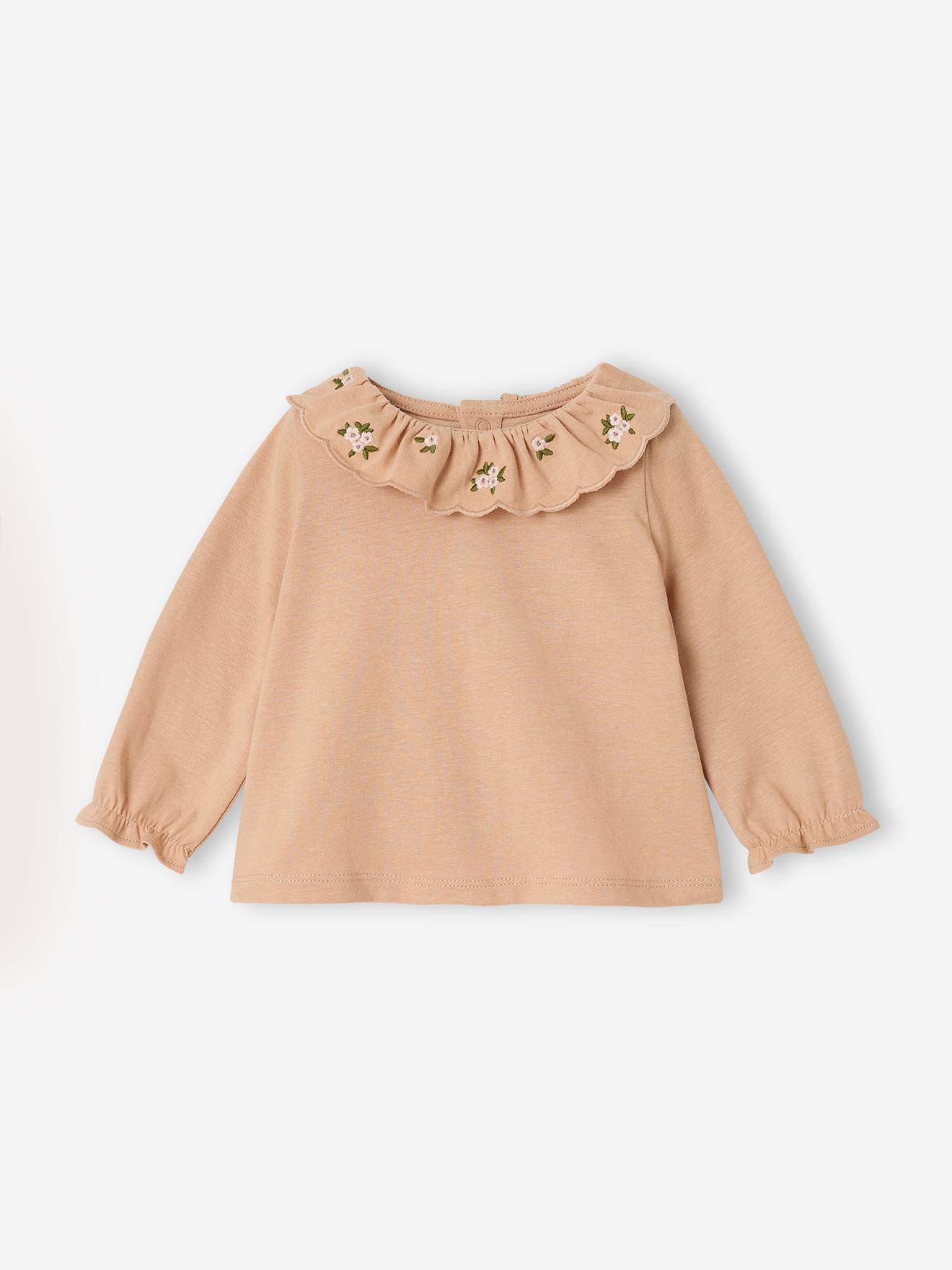 Babyshirt met kraagje en borduursel rouge