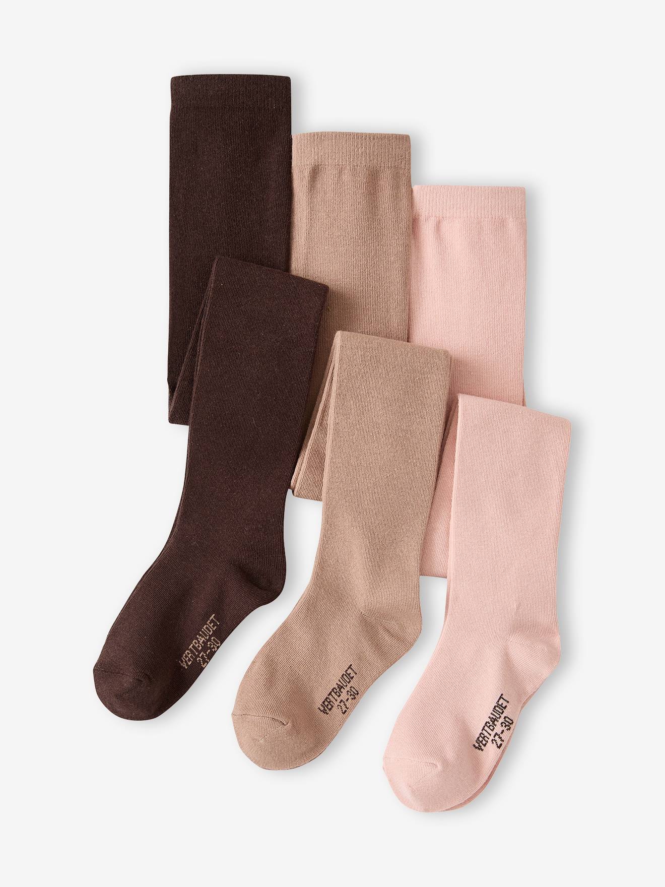 Set van 3 Oeko-Tex®-meisjesleggings kaneel