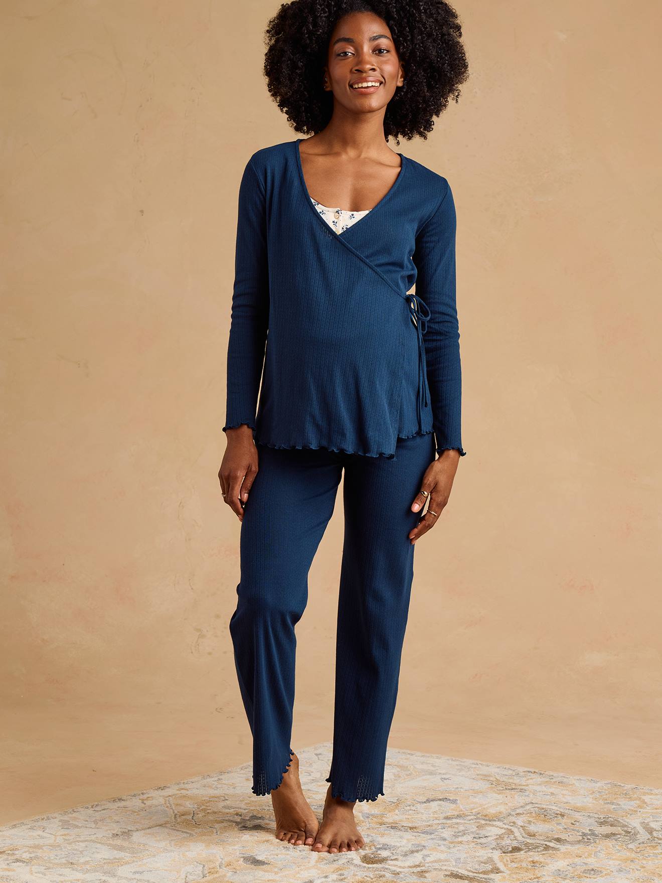 3-delige pyjama zwangerschap marineblauw
