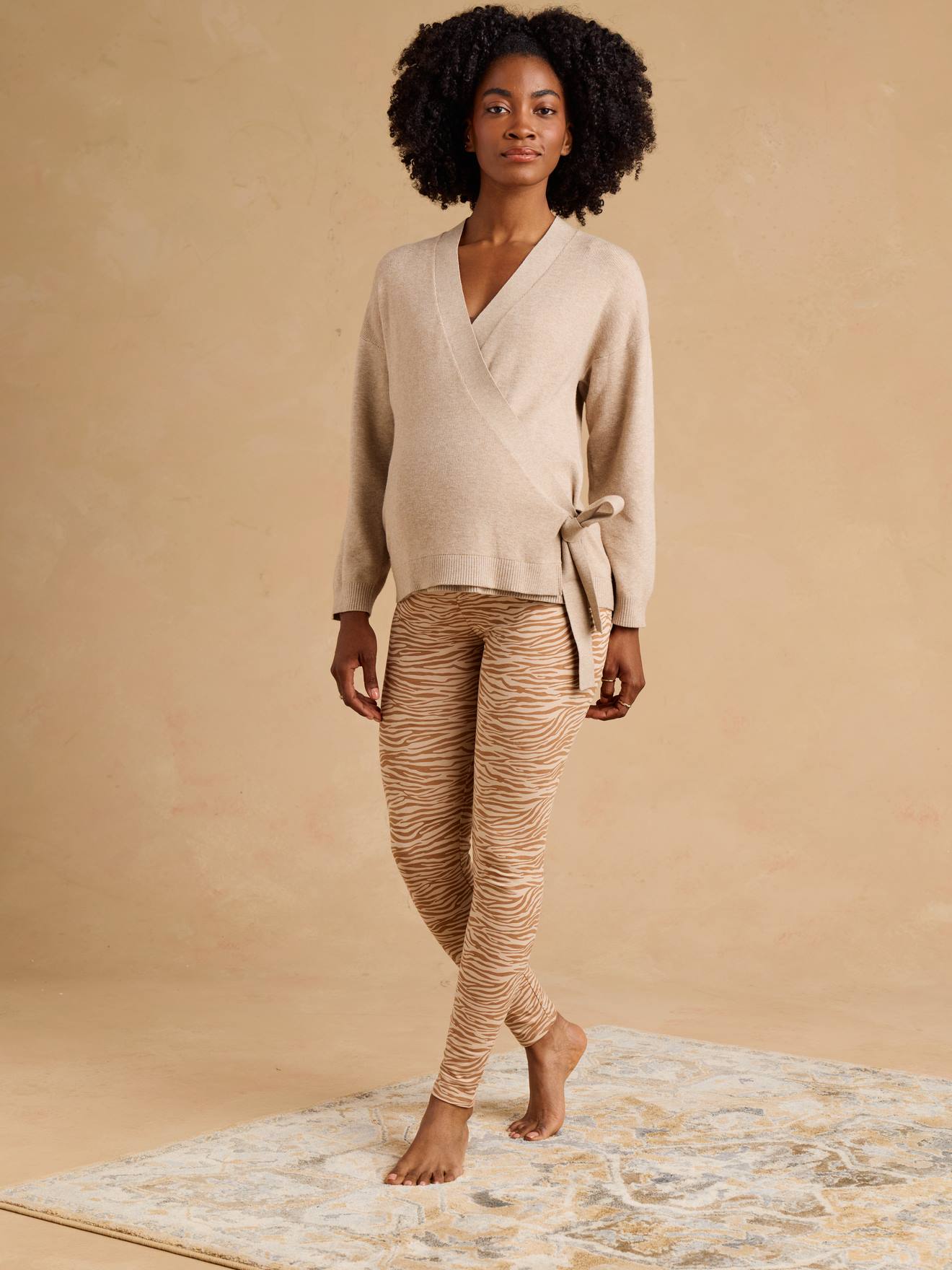 Zwangerschapsset wikkelvest gemêleerd beige