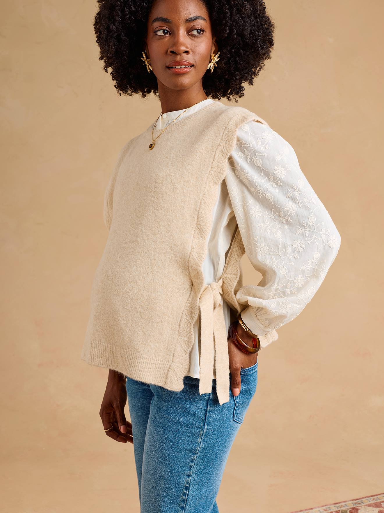 Zwangerschapsspencer gemêleerd beige